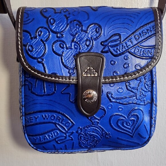 Dooney & Bourke x Disney Sketch Embossed Leather Crossbody Handbag Blue/Brown - Picture 4 of 14